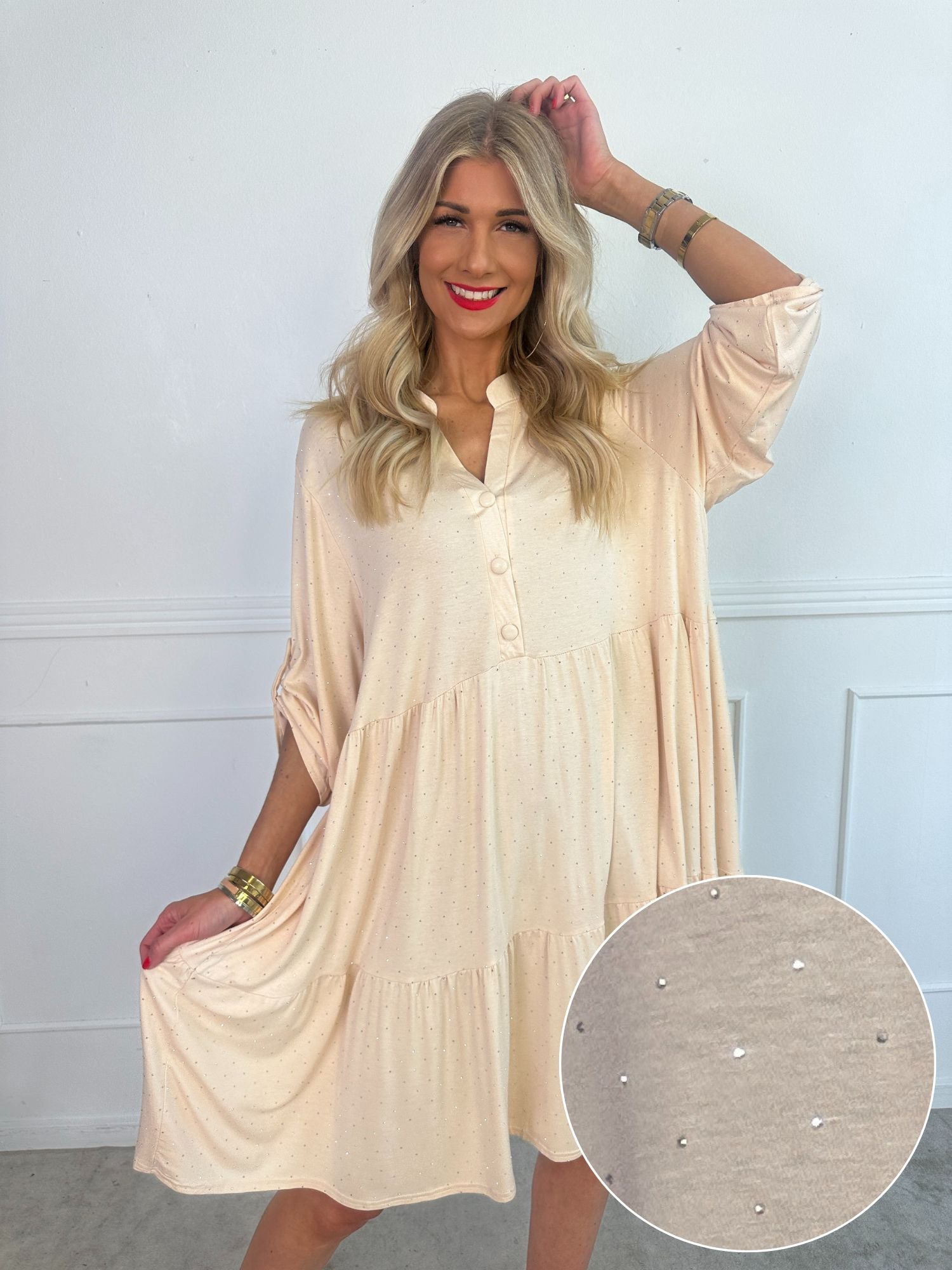 Milano Crystal Midi - Kjole med lag på lag look i viskose med similisten